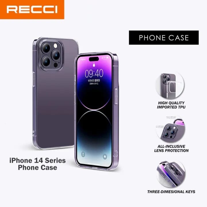Recci გამჭვირვალე ქეისი iPhone 14 სერიისთვის
