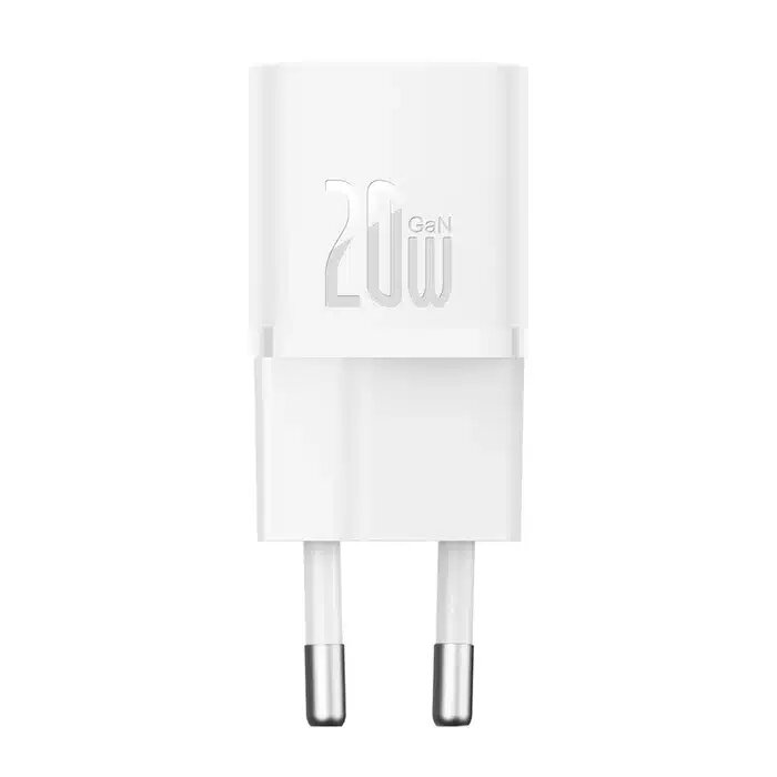 Baseus GaN5 Fast Charger(mini) 1C 20W EU Moon White(WithSeries Fast Charging Data Cable Type-C to Type-C Moon White)