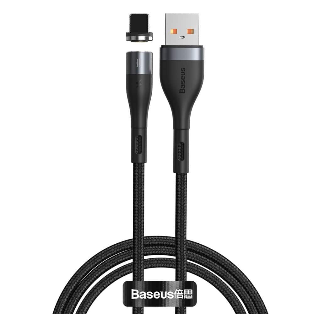 Baseus Zinc Magnetic Safe Fast Charging Data Cable USB to Type-C-iPhone 3A 1m Gray+Black