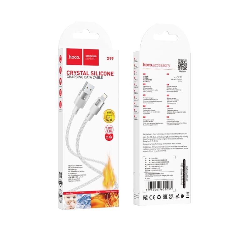 Hoco X99 Crystal junction silicone charging data cable iP