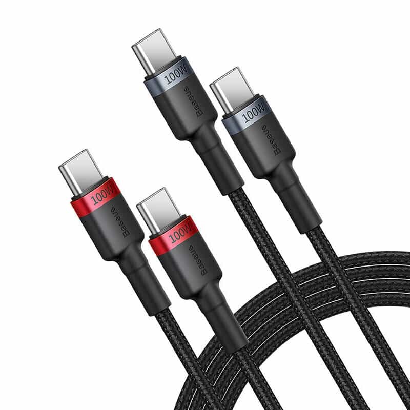 Baseus Cafule Charging Cable USB-C to USB-C 100W 2m 2pcs Red Black+Grey Black