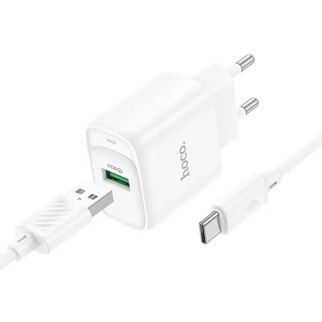 Hoco C140A Smart single port QC3.0 charger set(Type-C)(EU) White