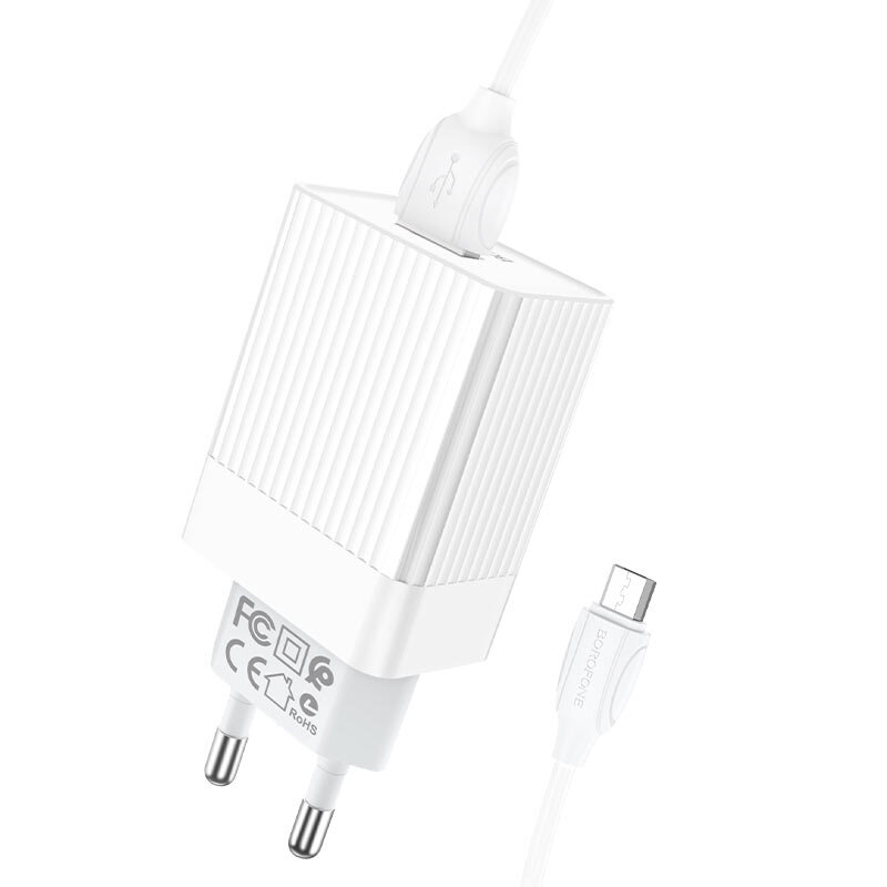 Borofone BA47A Mighty speed single port QC3.0 charger set(Micro)(EU) White