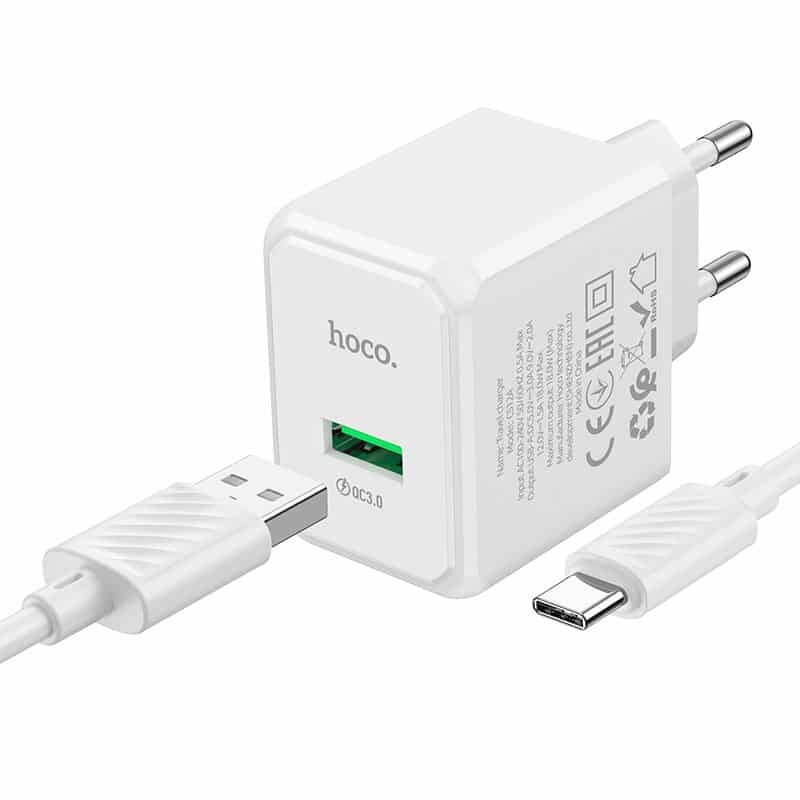 Hoco CS12A Ocean single port QC3.0 charger set(Type-C)(EU)