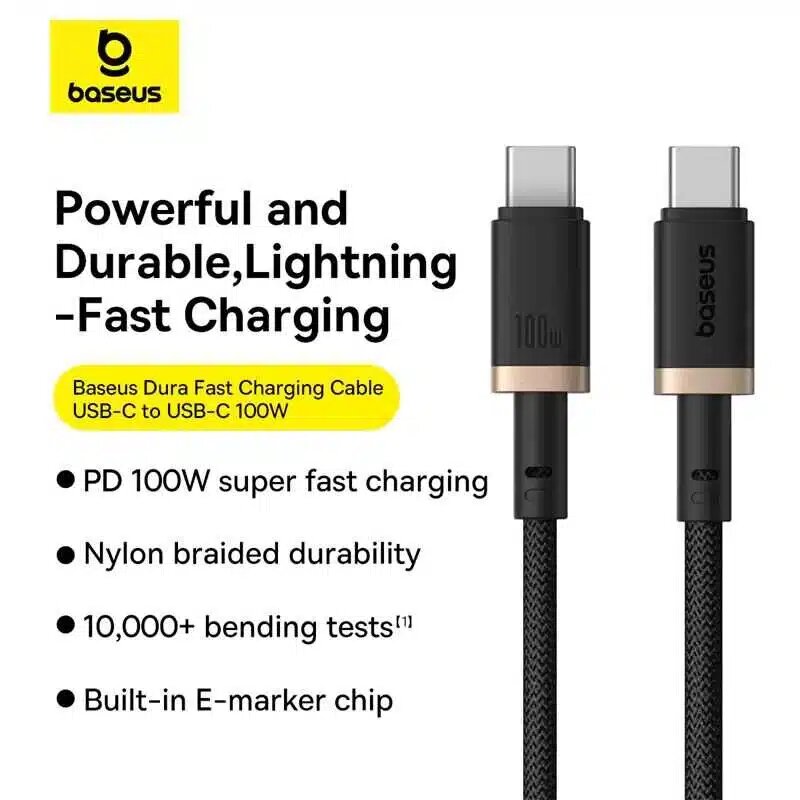 Baseus Dura Series Fast Charging Cable Type-C to Type-C 100W 1m Gold+Black