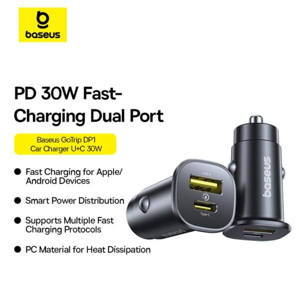OS-Baseus GoTrip Car Charger C+U 30W Cosmic Black
