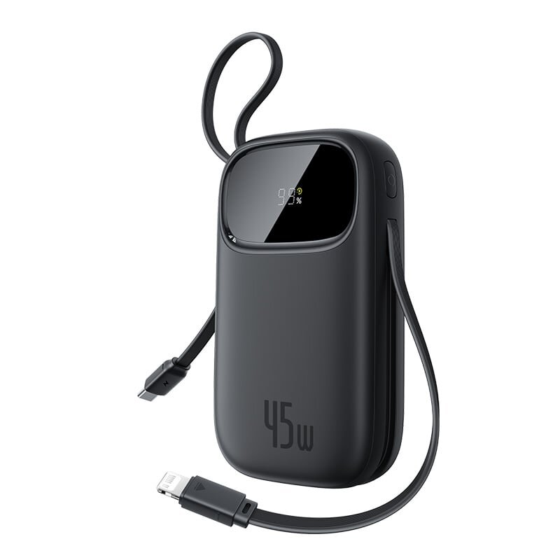 OS-Baseus EnerFill FC31 Qpow 3 Digital Display Power Bank with USB-C+iP Cables 10000mAh 45W Cosmic Black