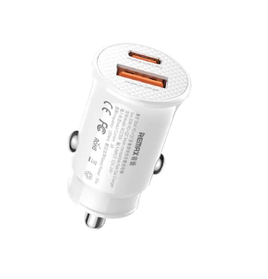 Remax Siya Series 30W PD+QC Multi-compatible Fast Car Charger RCC358 თეთრი