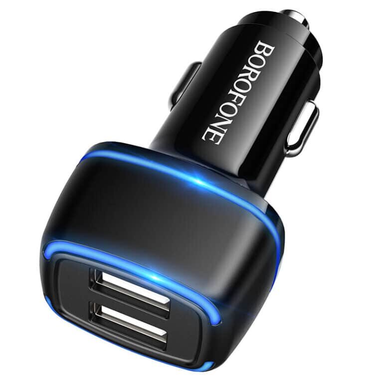 Borofone BZ14 Max dual port ambient light car charger შავი