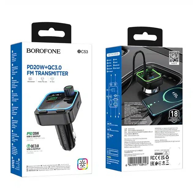Borofone BC53 Highway PD20W+QC3.0 car BT FM transmitter
