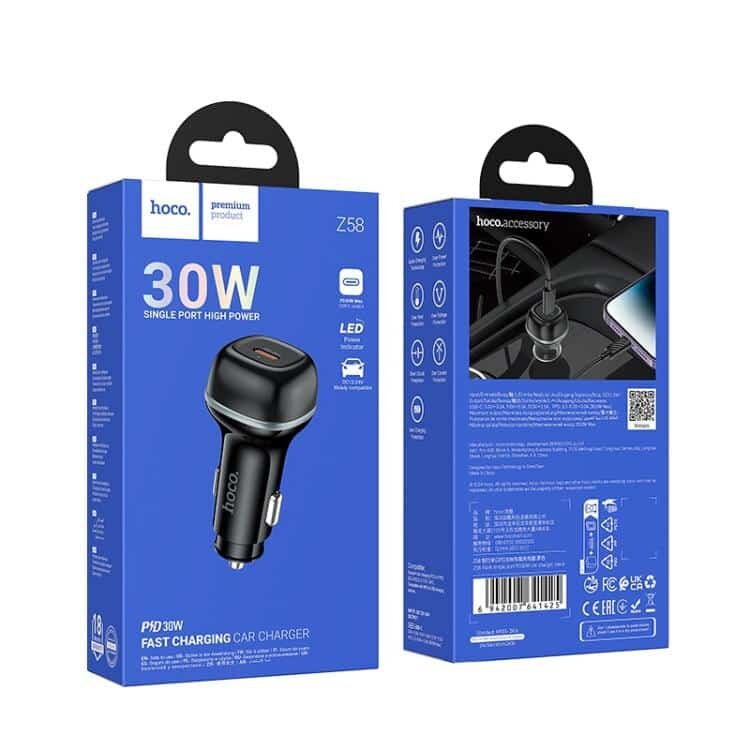 Hoco Z58 Rank single port PD30W car charger black