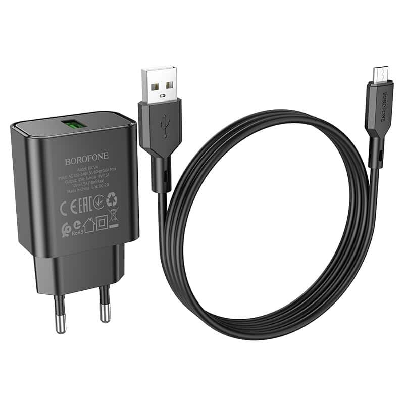 Borofone BA72A Spring single port QC3.0 charger set(Micro)(EU)