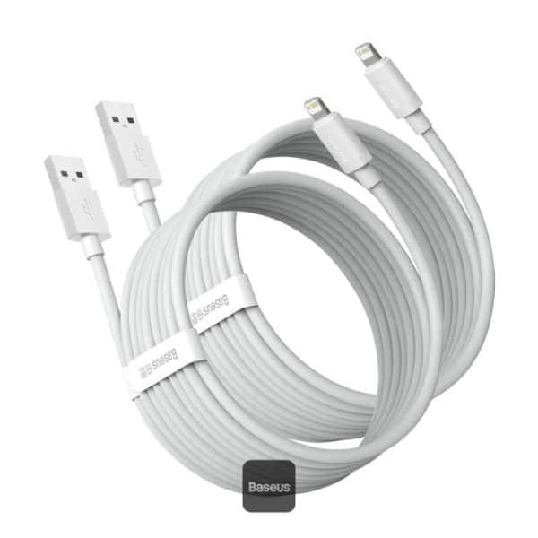 Baseus Simple Wisdom Data Cable Kit USB to iP 2.4A (2PCS/Set）1.5m White