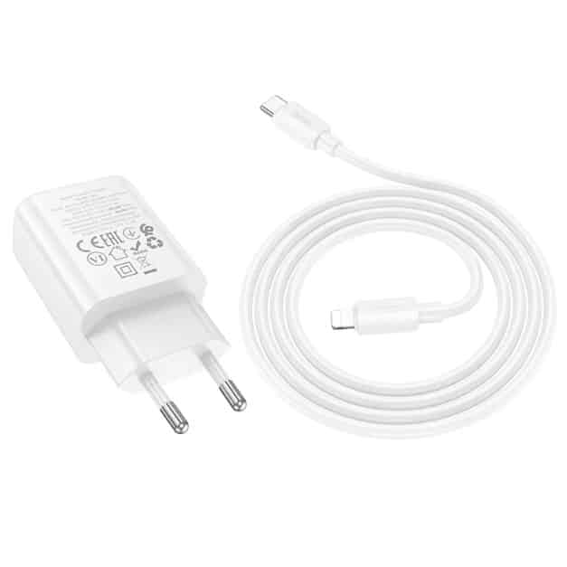 Hoco N62 Gentle single port PD30W charger set(C to iP)(EU) White