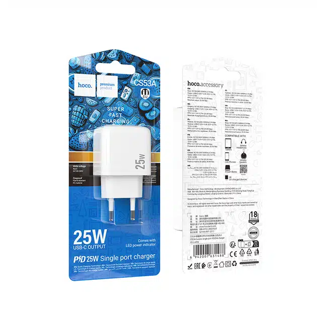 Hoco CS53A Surplus single port PD25W charger(EU)