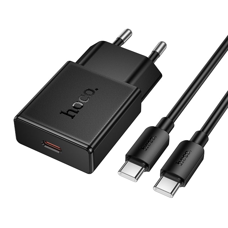 Hoco N74 Speed single-port PD25W ultra-thin charger set(C to C)(EU) white