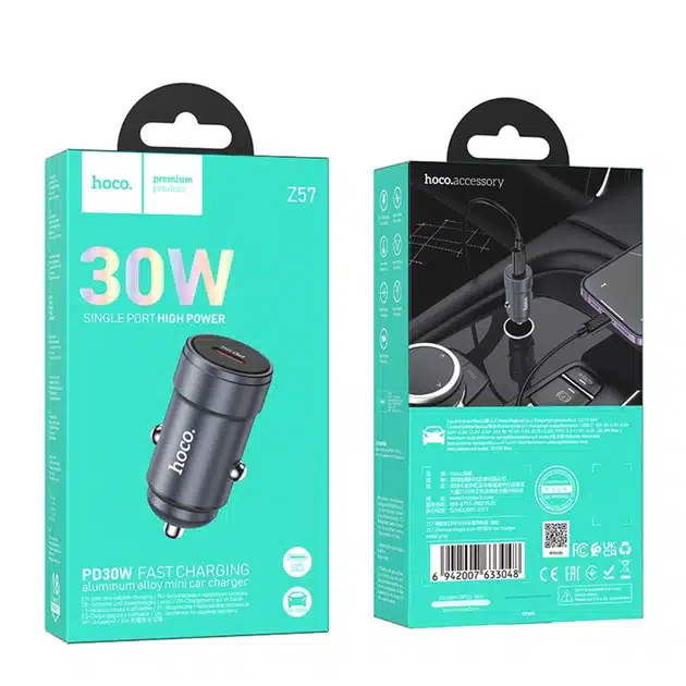 Hoco Z57 Glorious single-port PD30W car charger metal gray