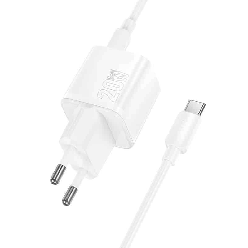 Hoco N64 Ingenious single port PD20W charger set(C to C)(EU) white
