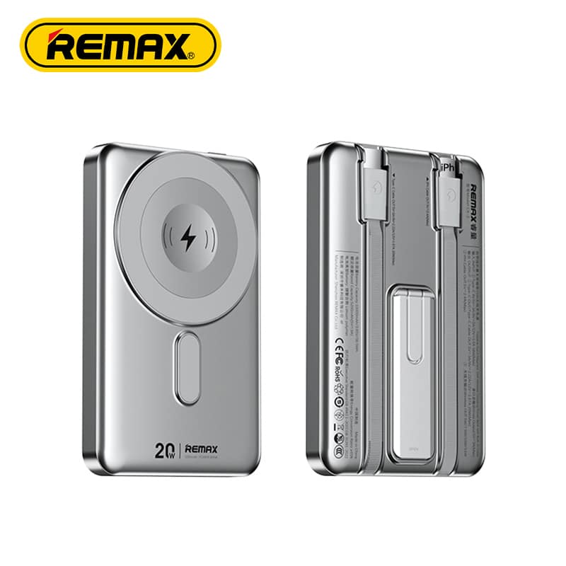 REMAX Magnetic 15W Wireless Power Bank with Built-in Foldable Stand 10000mAh CX-2 Silver